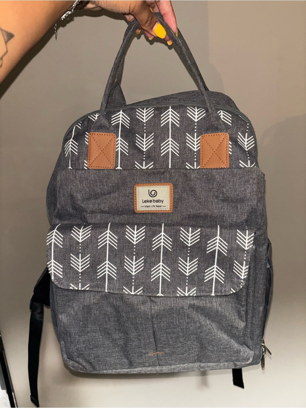 Kids Arrow Print Grey diaper bag backpack